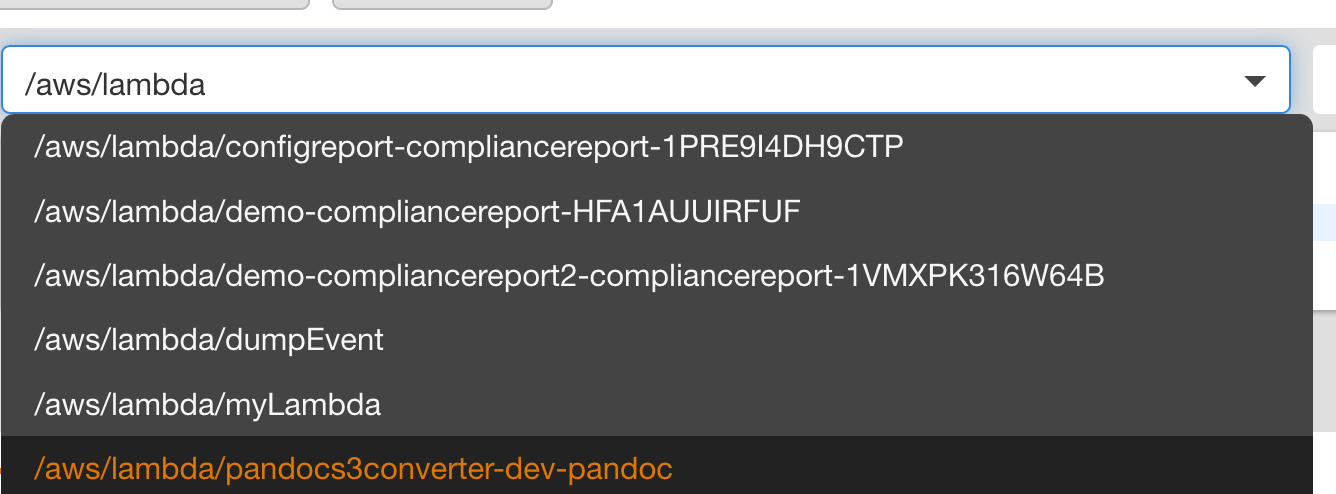 An image showing various AWS Lambda function names and paths.