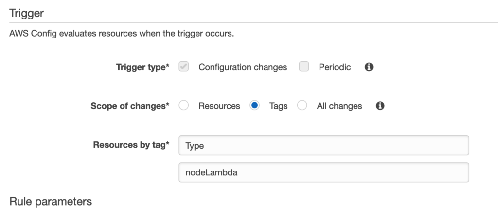 AWS Config evaluates resources when the trigger occurs.