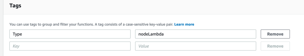 Tagging Lambda functions with “nodeLambda” to filter AWS Config rules