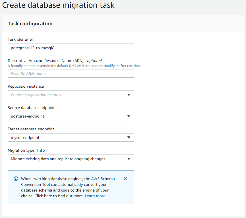 Task configuration