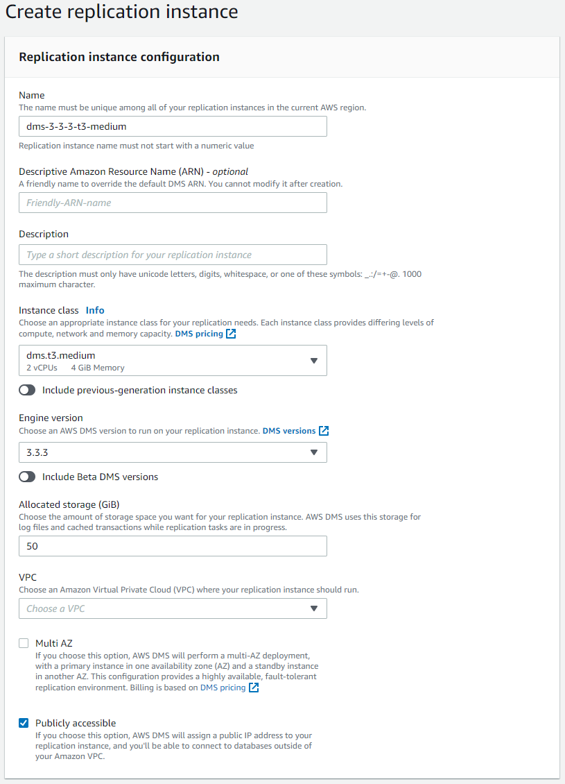 Replication instance