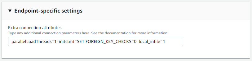 Target endpoint specific configuration