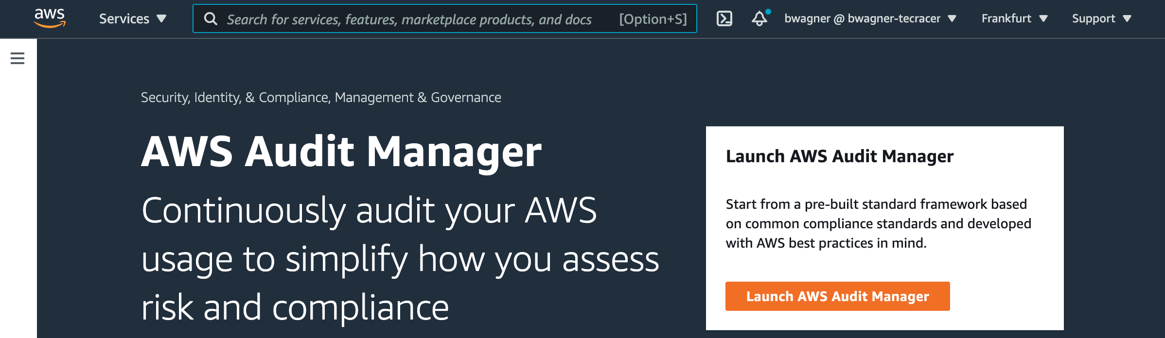 AWS Audit Manager Console