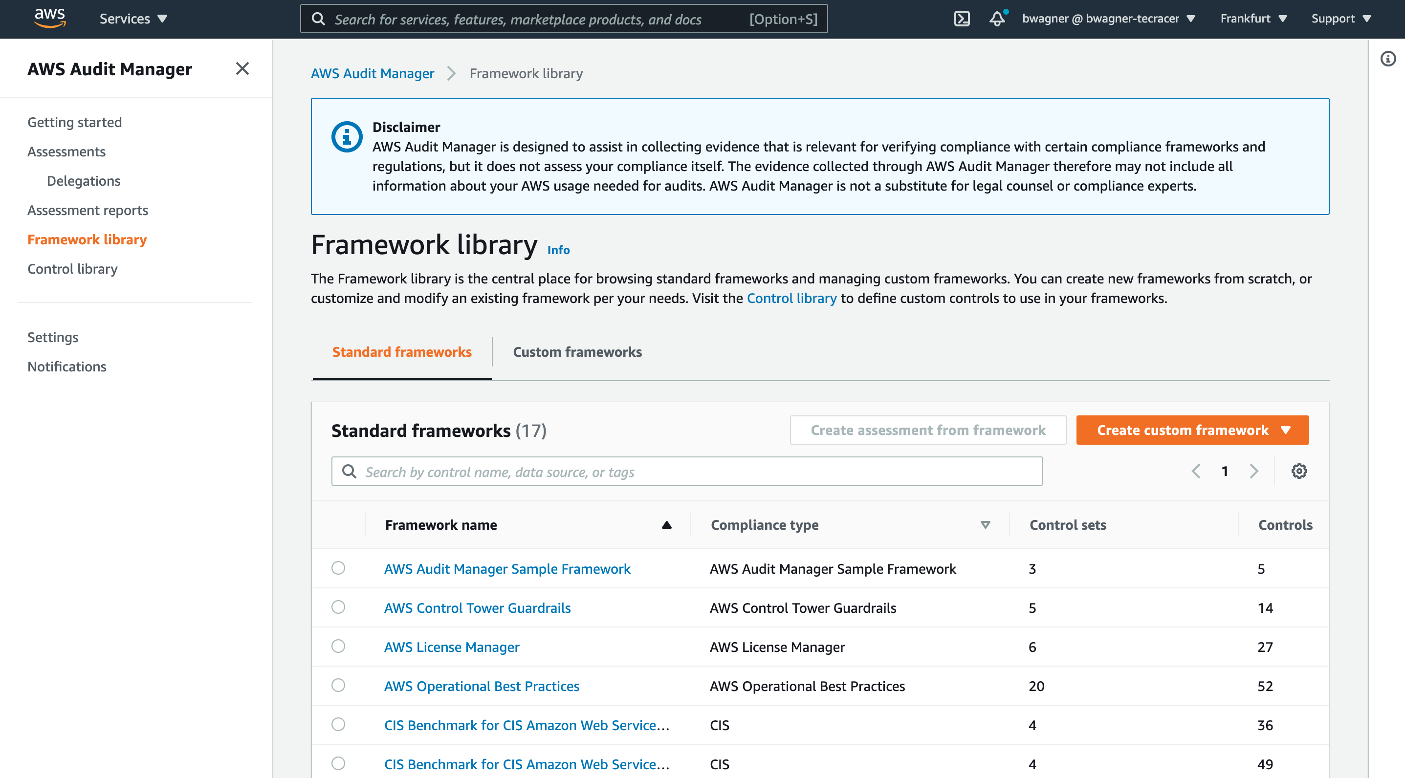 AWS Audit Manager&rsquo;s built-in framework library