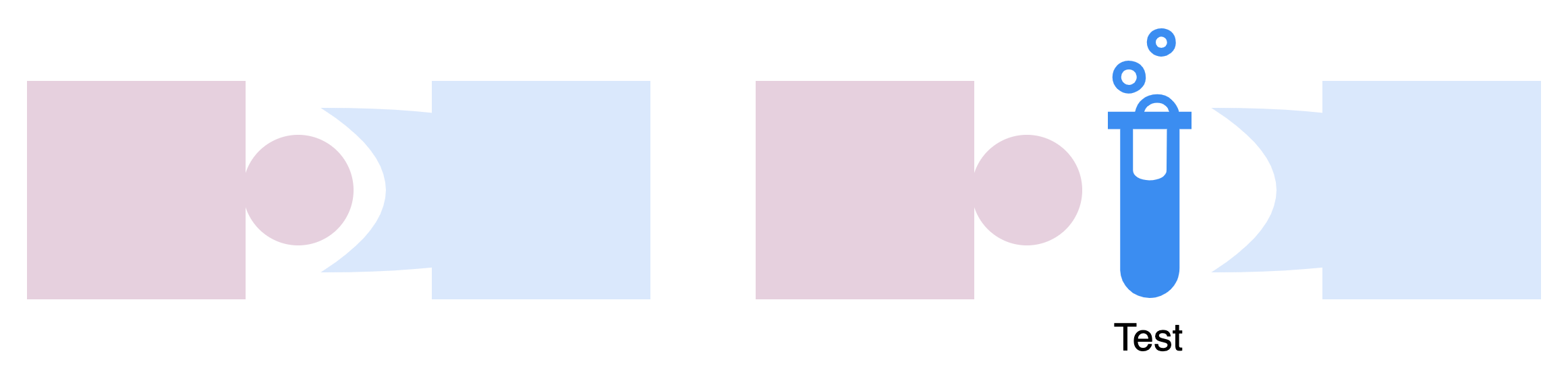 Geometric shapes and patterns in various shades of blue and pink against a black background.