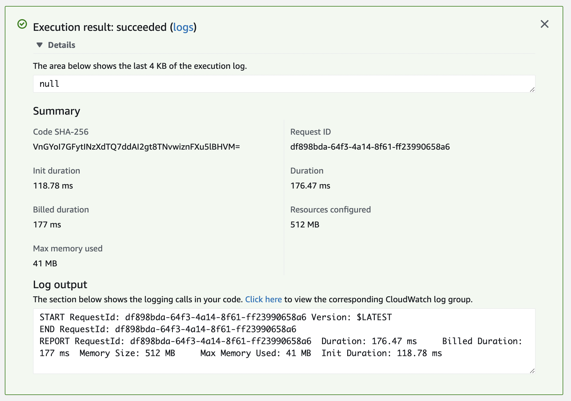 Lambda Success