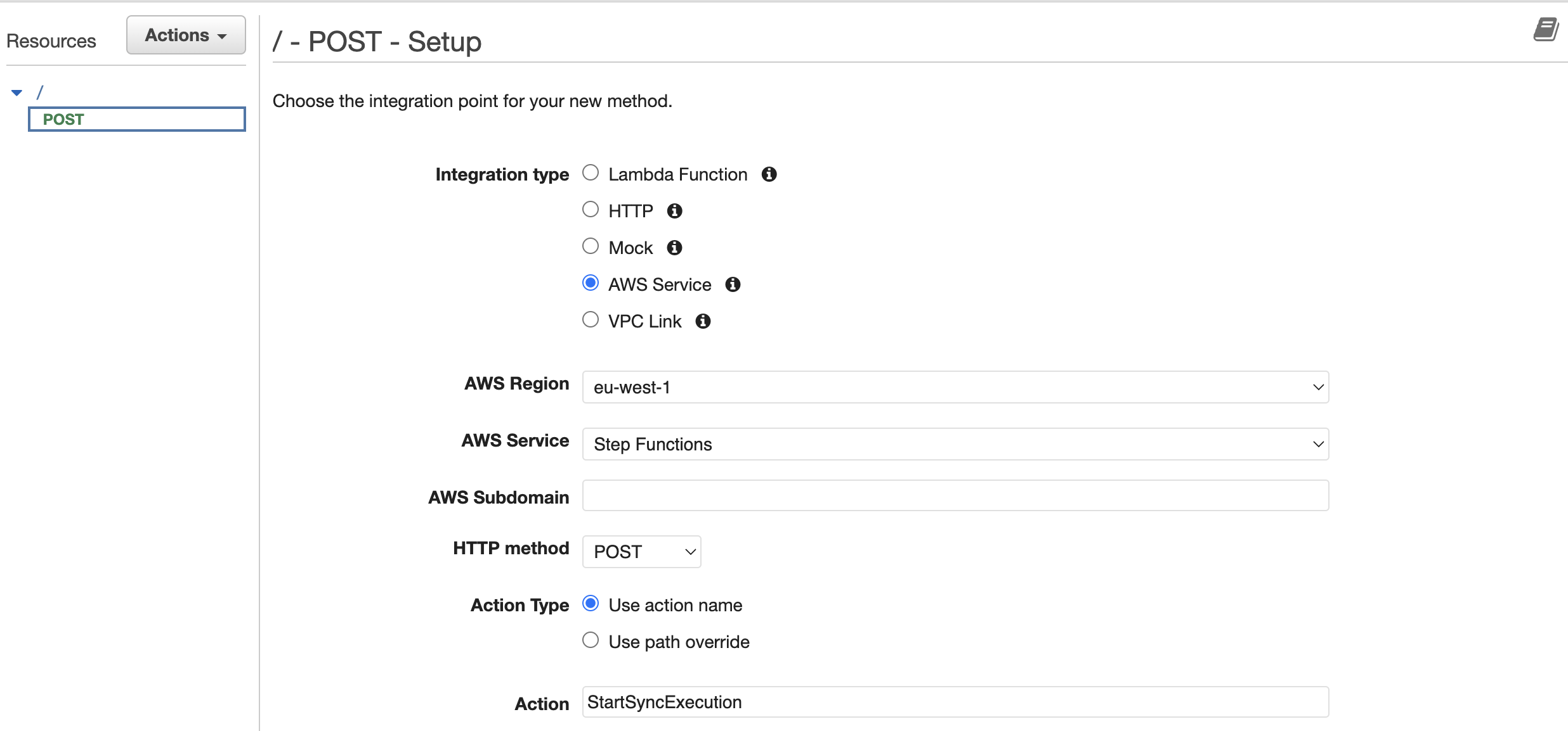 API Gateway Source POST