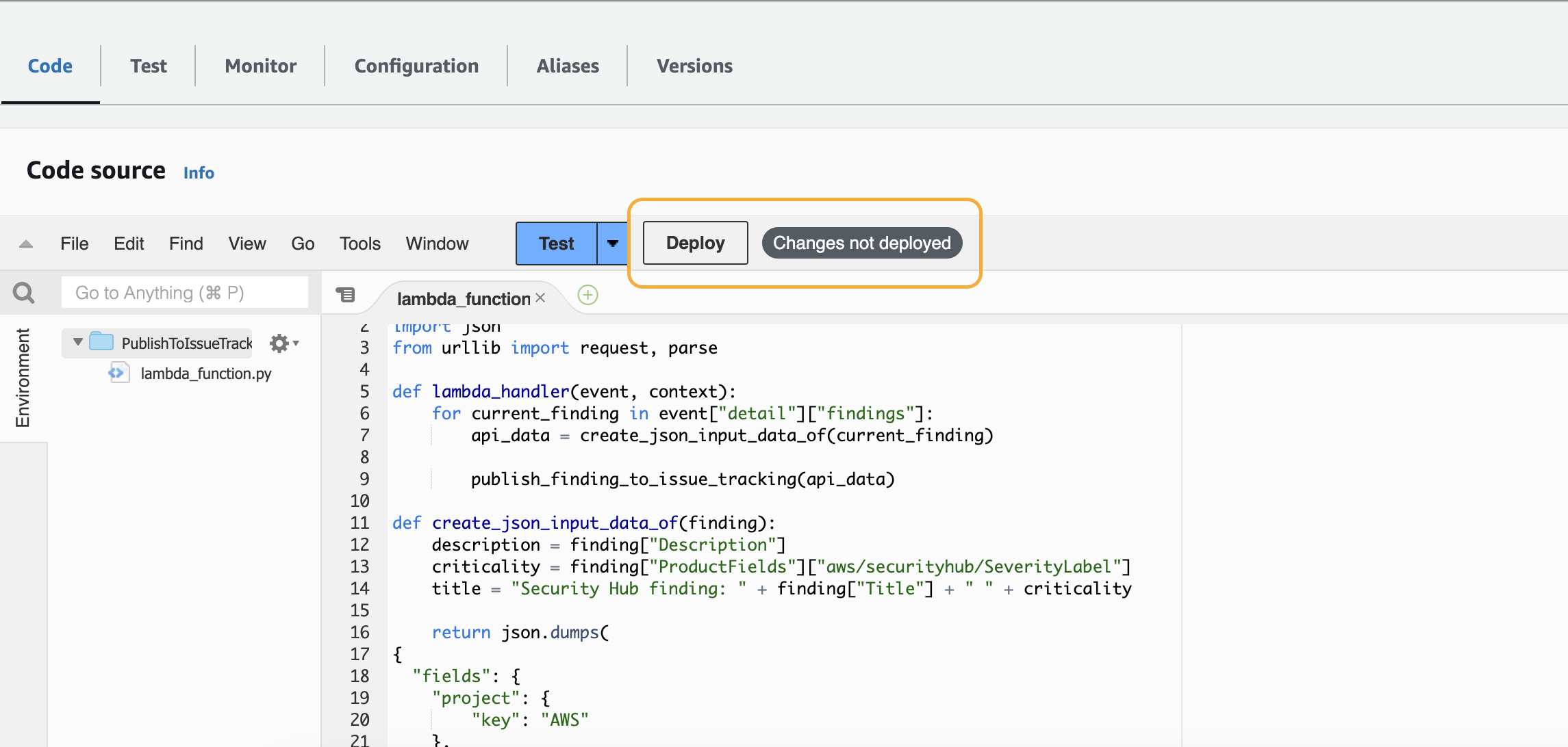 Lambda function deploy