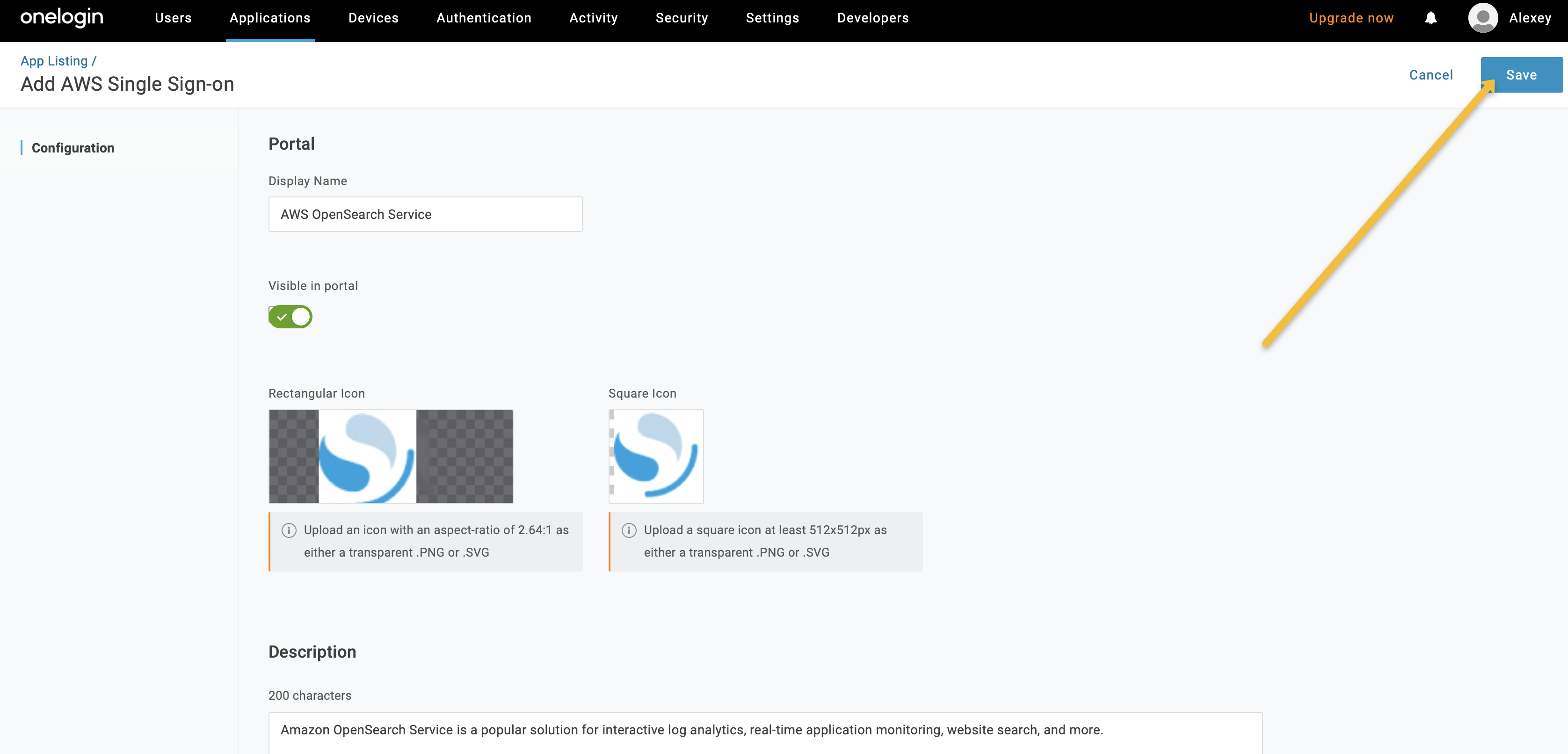 AWS Single Sign-on Application setup in OneLogin