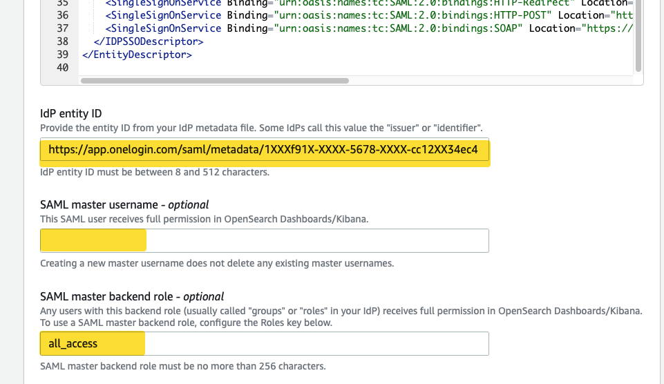 AWS Management Console: Fine-Grained Access Control for the OpenSearch domain