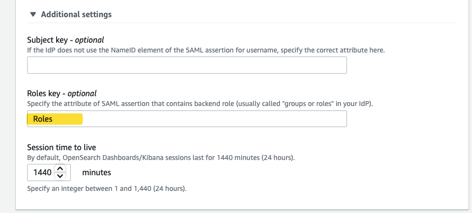 AWS Management Console: Mapping roles for the OpenSearch domain