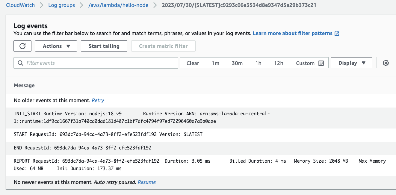 node log stream