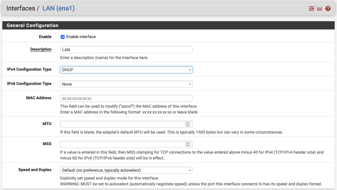 LAN Interface config