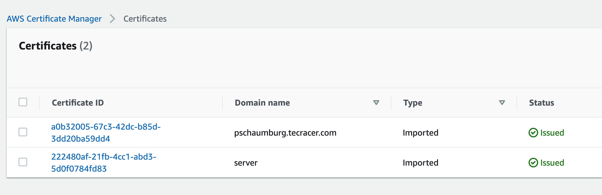 ACM Certificate Issued