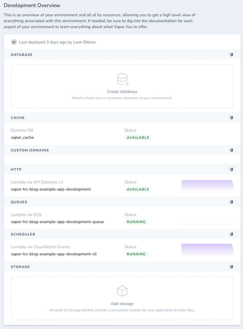 Laravel Vapor Environment Dashboard