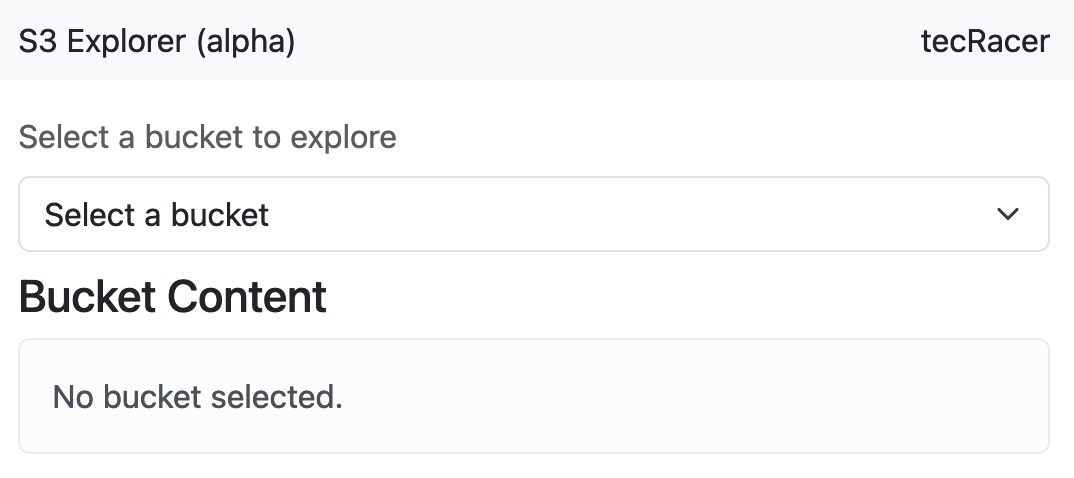 Screenshot: No bucket selected