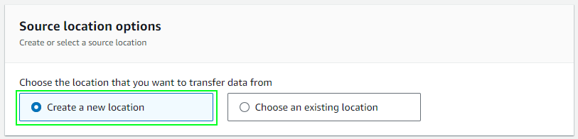 AWS DataSync Create task: create or reuse location