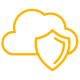 working protected with GenAi - icon of a cloud with a protecting shield in front of it